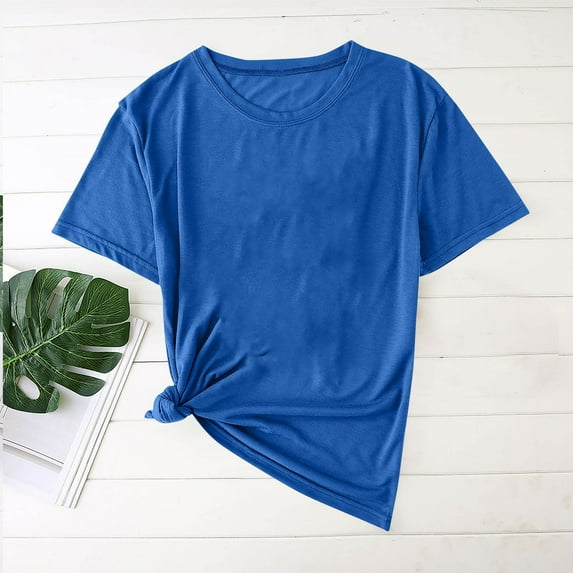 Men's Loose Fit Lightweight Short-Sleeve T-Shirt Short Sleeve Top Blouses Blue L