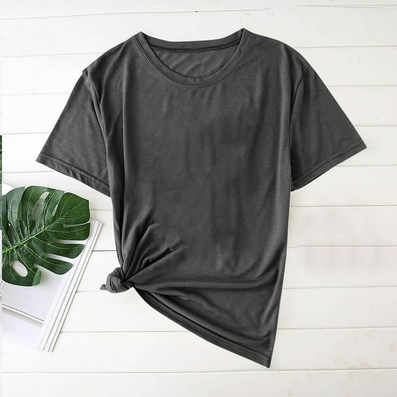 Men's Loose Fit Lightweight Short-Sleeve T-Shirt Short Sleeve Top Blouses Dark Gray L