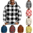 thumbnail image 1 of Men's Loose Fit Plaid Print Hoodie, Casual Long Sleeve Pullover Sweatshirt, Soft Fleece Streetwear for Fall Winter, Christmas Holiday, Lounge and Travel,Red,2XL, 1 of 4
