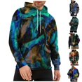 thumbnail image 1 of Men's Loose Fit Printed Hooded Sweatshirt, Long Sleeve Casual Pullover Fleece Hoodie for Street Style, Lounge, Autumn Winter,Gold,XL, 1 of 5