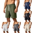 thumbnail image 1 of Men's Loose Fit Quick Dry Casual Shorts 11 inch, Elastic Drawstring Waist Summer Sweat Shorts with Side Pockets Army Green, 1 of 5