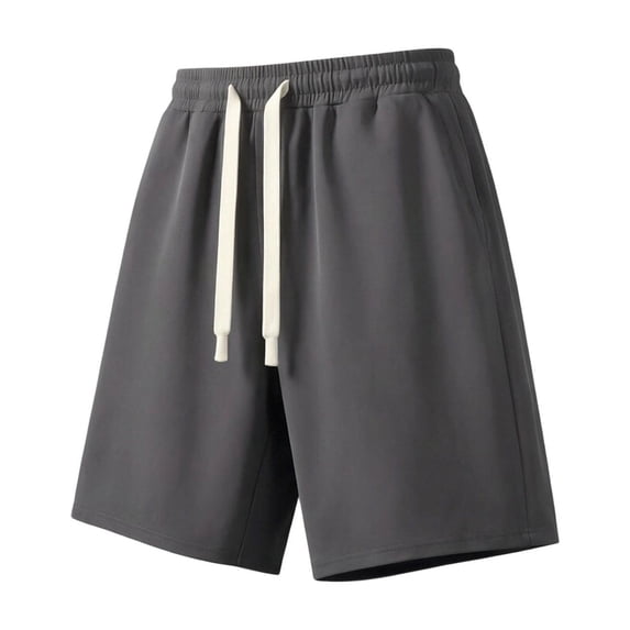 Men's Loose Fit Quick Dry Casual Shorts 11 inch, Elastic Drawstring Waist Summer Sweat Shorts with Side Pockets Dark Gray