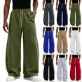 thumbnail image 1 of Men's Loose Fit Sweatpants with Pockets,Drawstring Elastic Waist Wide Leg Pants for Home Loungewear, 1 of 7