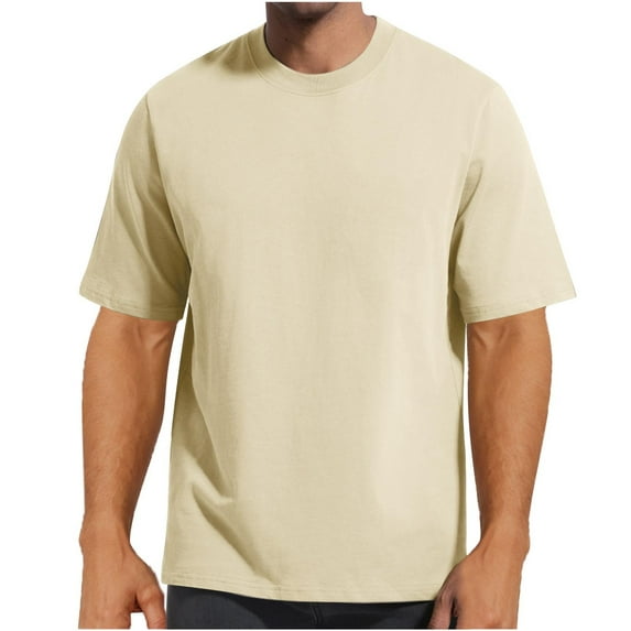 Men's Loose Fit T-Shirt Casual Heavy Weight Crew Neck Short Sleeve Shirts Summer Premium Cotton Tee Tops