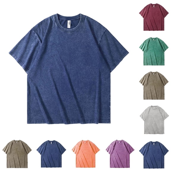 Men's Loose Fit T-Shirt Top Solid Color Short Sleeve Casual Crewneck Tee Shirt for Daily Streetwear Gym Workout Modern Essential | AESTIVO,Purple 2XL
