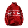 thumbnail image 1 of Men's Loose Fit Turtleneck Christmas Sweater Casual Knitted Twisted Long Sleeve Pullover Sweaters Top, 1 of 7