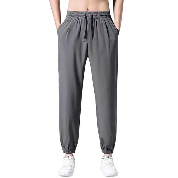 Men's Loose-Fit Work Pants with Adjustable Drawstring Waist, Multi-Pocket Design & Straight-Leg Style for Casual Sports and Outdoor Activities (Comfortable & Durable),Dark Gray M