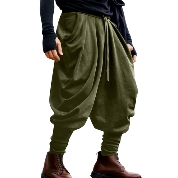 Men's Loose Hippie Harem Pants Green XXL