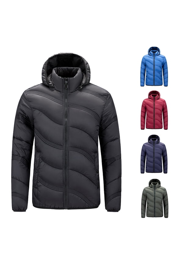 Men's Loose Hooded Cotton-Padded Jacket Coat for Casual Comfort, Daily Outings, and Winter Season Wear,Black,L