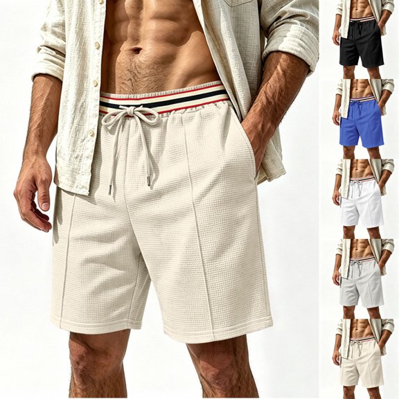 Men's Loose Knit Drawstring Elastic Waist Shorts, Jogger Sweatpants, Casual Straight Leg, Breathable Lightweight Stretchy, Gym Workout Daily Beach Summer Activewear Essentials