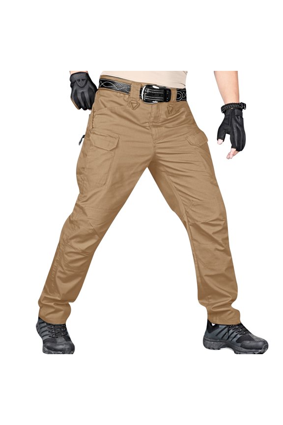 Men's Loose Large Size Three-Bag Tooling Pants - Non-Elastic Twill, Multi-Pocket Straight Fit, Casual - M-XXXXL for Daily/Work