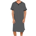 thumbnail image 1 of Men's Loose Nightshirts Homewear Short Sleeve V Neck Soft Summer Sleepwear Nightwear Pajama Long Tops for Men (XL, Gray), 1 of 5
