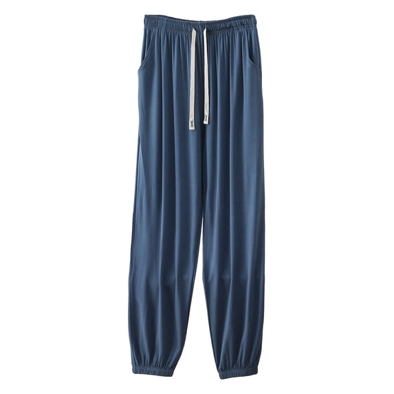 Men's Loose Pajama Pants Soft Lightweight Elastic Waist Summer Thin Lounge Jogger Pants Sleep Pjs Bottoms