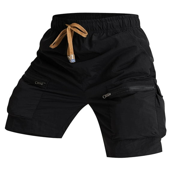 Men's Loose Quick Drying Work Shorts, Outdoor Pocket, Nylon/Spandex, Six Pocket Design, Adjustable Waist, for Work, Beach & Outdoor, Hand Wash, Sizes XS XXXXL