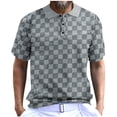 thumbnail image 1 of Men's Loose Running Short Sleeve Simple All-match Round Neck T-shirt Casual Checkered Jacquard Fitness Top, 1 of 6