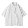 thumbnail image 1 of ZQUUVOU Men's Loose Short Sleeve Shirt Solid Color Turndown Collar Button Short Sleeved White, 1 of 3