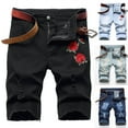 thumbnail image 1 of Men's Loose Shorts Jeans Zipper Elastic Slim Casual Shorts Play Wrap Ripped Mid-length Pants Cargo Pocket Pants for Men Dark Blue, 1 of 4