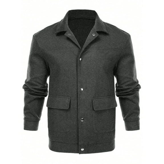 Men's Loose Solid Color Single Breasted Jacket Long Sleeves Comfortable Casual Daily Retro Coat