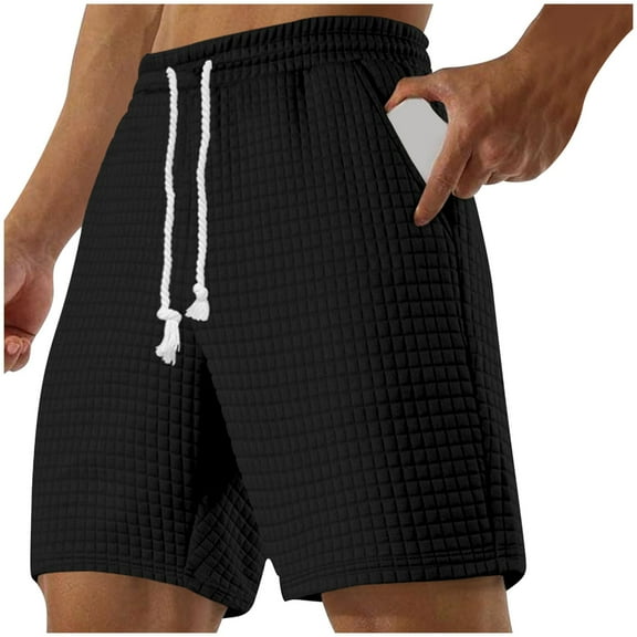ZQUUVOU Men's Loose Sports Shorts Bermuda Waist Drawstring Casual Shorts For Men's Shorts Black