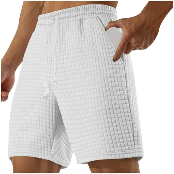 ZQUUVOU Men's Loose Sports Shorts Bermuda Waist Drawstring Casual Shorts For Men's Shorts White