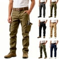 thumbnail image 1 of AKLJWH Men's Loose Straight Leg Cargo Trousers, Multi-Pocket Casual Joggers, Quick Dry Work Pants for Outdoor Hiking Gym Sizes 29-44 Army Green, 1 of 4