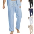 thumbnail image 1 of Men's Loose Straight Leg Pants Elastic Drawstring Casual Summer Beach Trousers, Joggers, Quick Dry Nylon Spandex Breathable Athletic Everyday Running Hiking Activewear Essentials, 1 of 5