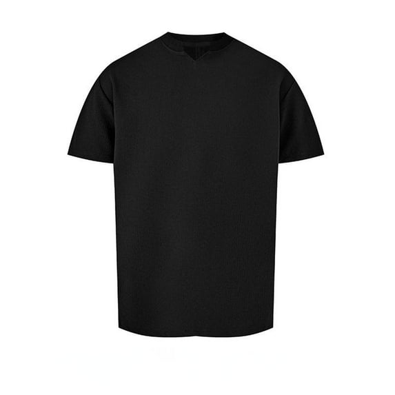 Men's Loose T-shirt Trendy V-neck Sports Texture Solid Color Top Short Sleeve V-neck Shirt