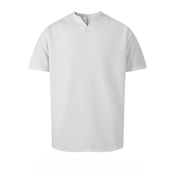 Men's Loose T-shirt Trendy V-neck Sports Texture Solid Color Top Short Sleeve V-neck Shirt