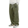 thumbnail image 1 of Men's Loose Wide Leg Casual Cargo Work Trousers Elastic Waist Drawstring Relaxed Fit Quick Dry Lightweight Breathable Daily Wear Street Style Workwear | AESTIVO,Army Green 2XL, 1 of 6