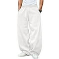 thumbnail image 1 of Men's Loose Wide Leg Pants Drawstring Waist Loose Sweatpants with Pockets, 1 of 8