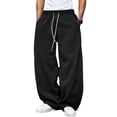 thumbnail image 1 of Men's Loose Wide Leg Pants Drawstring Waist Loose Sweatpants with Pockets, 1 of 13