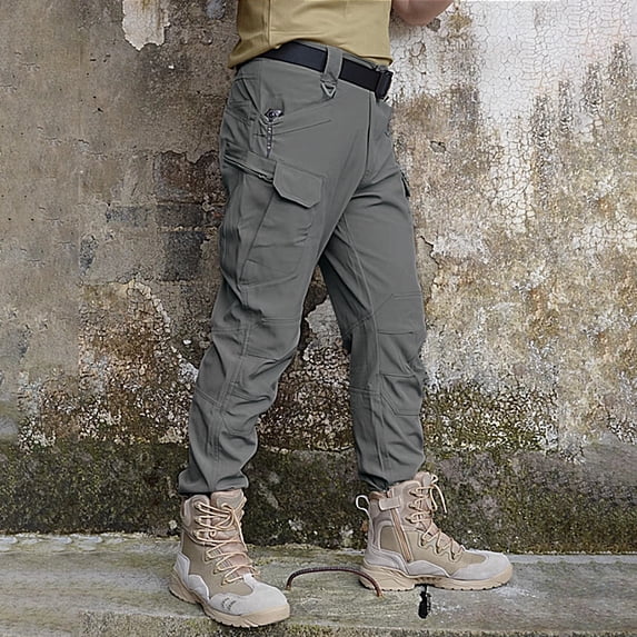 Men's Loose Work Pants Multi-Pocket Utility Stretch Durable Outdoor Trousers