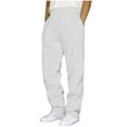 thumbnail image 1 of Men's Loose fit Sweatpants Drawstring Elastic Waist Trousers Casual Outdoor Jogger Athletic Pants with Pockets (4XL, White), 1 of 5