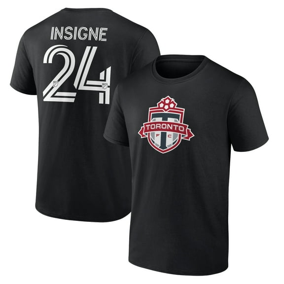 Men's Lorenzo Insigne Black Toronto FC Team Authentic Stack Name & Number T-Shirt