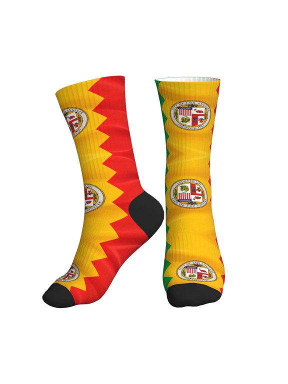Men's Los Angeles California Flag Novelty Athletic Socks Women's Digital Printing Funky Patterned Crew Socks