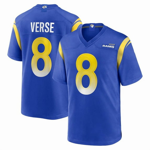 Men's Los Angeles R Verse 8 Royal Stitched T-Shirts Sports Player Game Top, Large