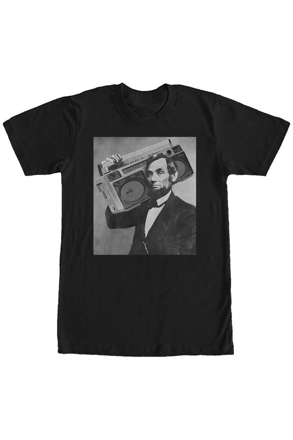 Men's Lost Gods Abraham Lincoln Boombox Graphic Tee Black Large