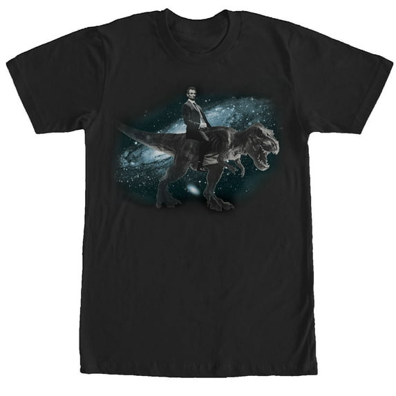 Men's Lost Gods Abraham Lincoln Space T. Rex Graphic Tee Black 2X Large