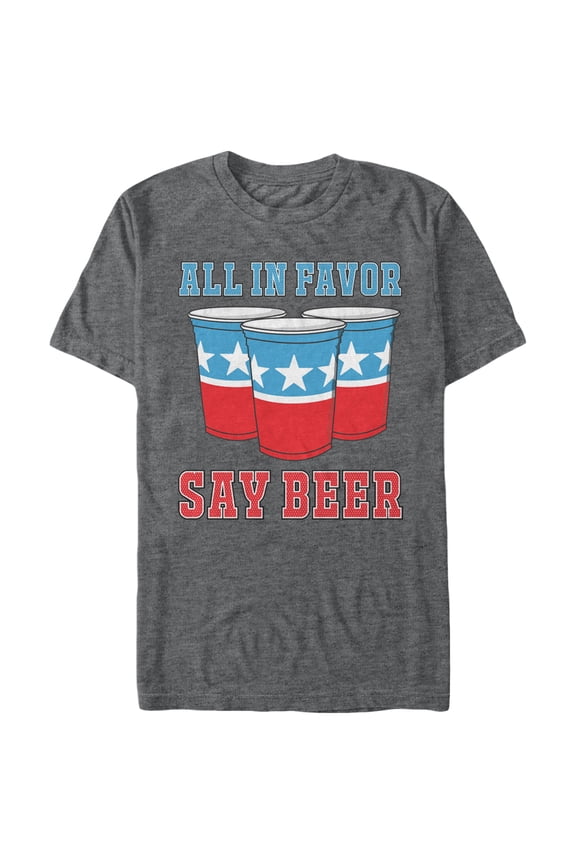 Men's Lost Gods All in Favor Say Beer Graphic Tee Charcoal Heather Large
