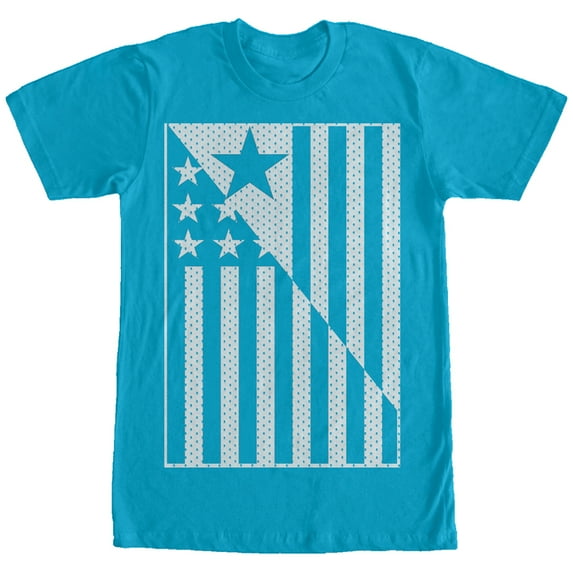 Men's Lost Gods American Flag Jersey Print Graphic Tee Turquoise Small