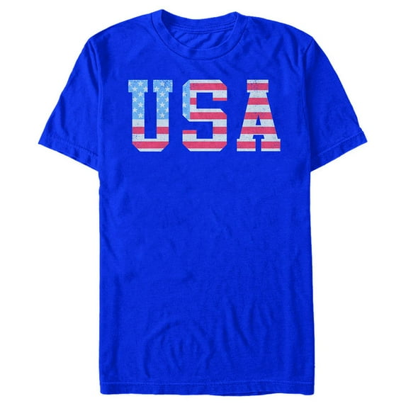Men's Lost Gods American Flag Letters USA Graphic Tee Royal Blue Small