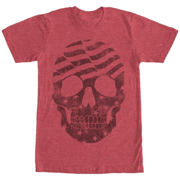 Men's Lost Gods American Flag Skull Graphic Tee Red Heather Large