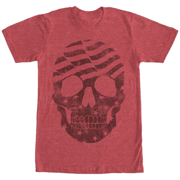 Men's Lost Gods American Flag Skull Graphic Tee Red Heather Small