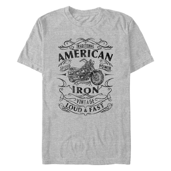 Men's Lost Gods American Iron Motorcycle Logo  Graphic T-Shirt