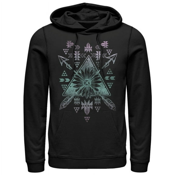 Men's Lost Gods Arrow Tribal Print  Pull Over Hoodie Black Small
