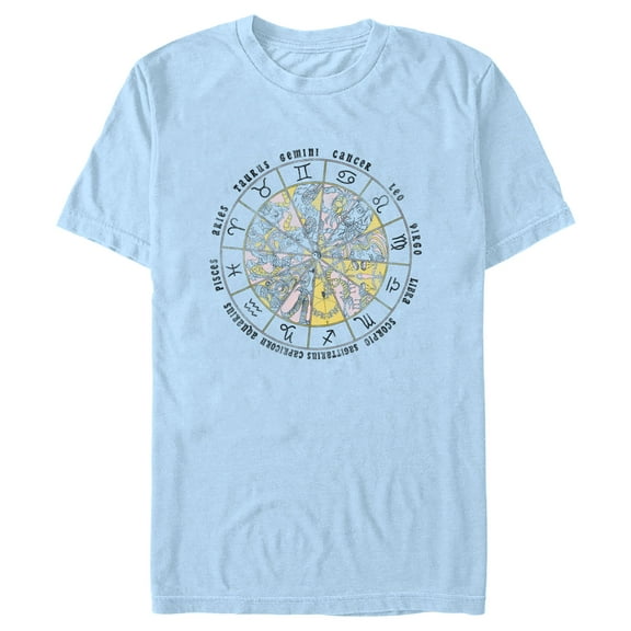 Men's Lost Gods Astrology Vintage Wheel  Graphic Tee Light Blue X Large