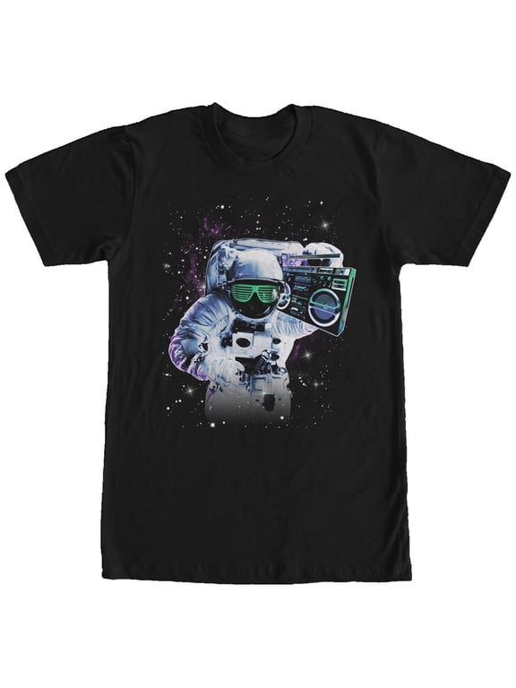 Men's Lost Gods Astronaut Space Boombox Graphic Tee Black X Large