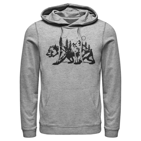 Men's Lost Gods Bear Nature Shape Pull Over Hoodie