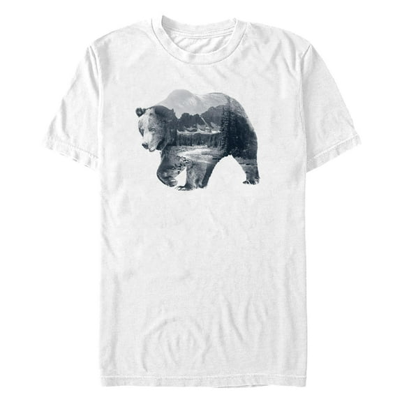 Men's Lost Gods Black and White Photo Real Bear Scene  Graphic T-Shirt