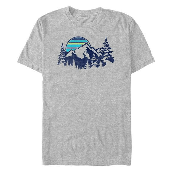 Men's Lost Gods Blue Mountain Range Scene  Graphic T-Shirt
